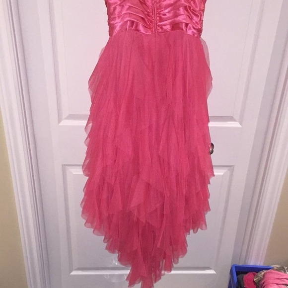 Deb Ladies Strapless High Low Ruffled Formal Prom Dress Pink Size 11/12 - Picture 8 of 15
